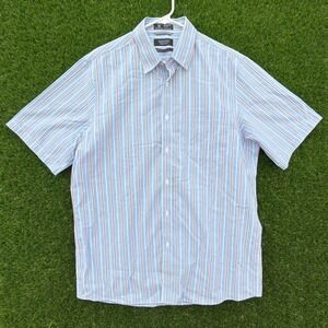 Nordstrom Mens Striped Short Sleeve Button Down Shirt Regular Fit Size Large